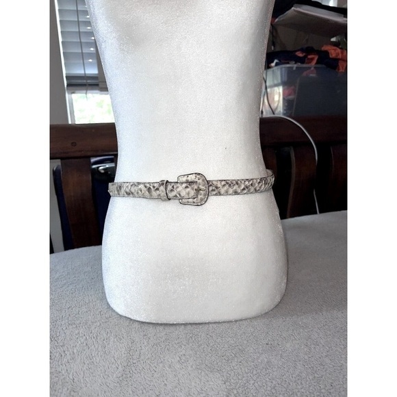 BERGDORF GOODMAN Phyton Snakeskin Covered Buckle Slim Belt - Picture 2 of 10